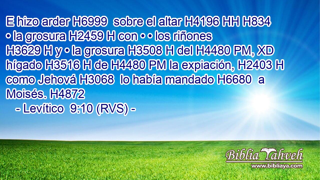 E hizo arder H6999  sobre el altar H4196 HH H834 • la grosura H2459 H con • • los riñones H3629 H y • la grosura H3508 H del H4480 PM, XD hígado H3516 H de H4480 PM la expiación, H2403 H como Jehová H3068  lo había mandado H6680  a Moisés. H4872  