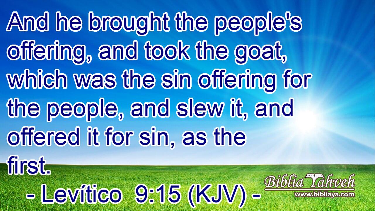 And he brought the people's offering, and took the goat, which was the sin offering for the people, and slew it, and offered it for sin, as the first.