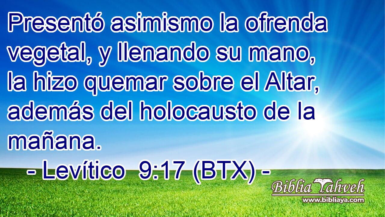 Presentó asimismo la ofrenda vegetal, y llenando su mano, la hizo quemar sobre el Altar, además del holocausto de la mañana.