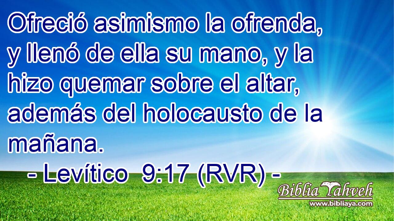 Ofreció asimismo la ofrenda, y llenó de ella su mano, y la hizo quemar sobre el altar, además del holocausto de la mañana.