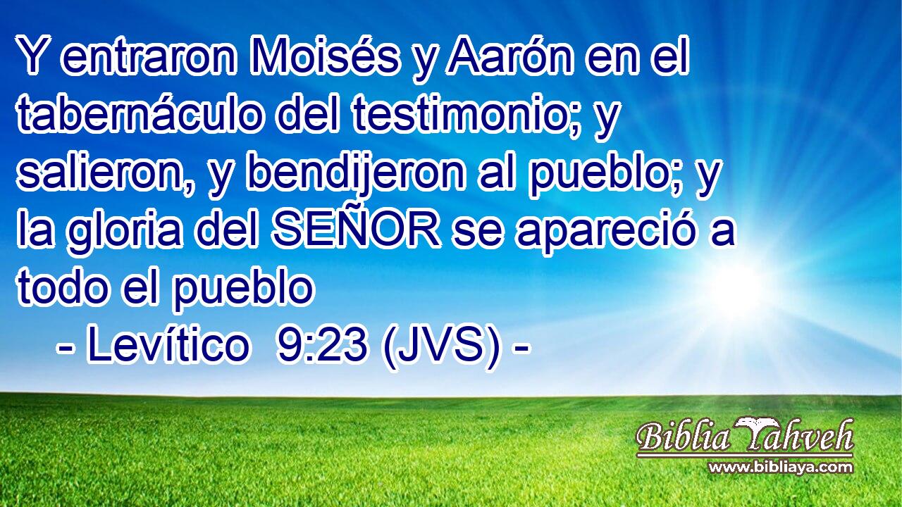 Y entraron Moisés y Aarón en el tabernáculo del testimonio; y salieron, y bendijeron al pueblo; y la gloria del SEÑOR se apareció a todo el pueblo