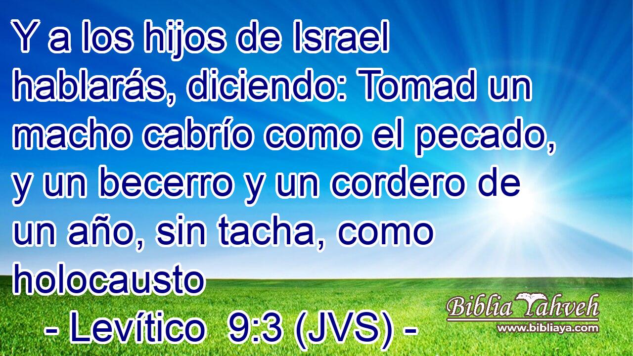 Y a los hijos de Israel hablarás, diciendo: Tomad un macho cabrío como el pecado, y un becerro y un cordero de un año, sin tacha, como holocausto