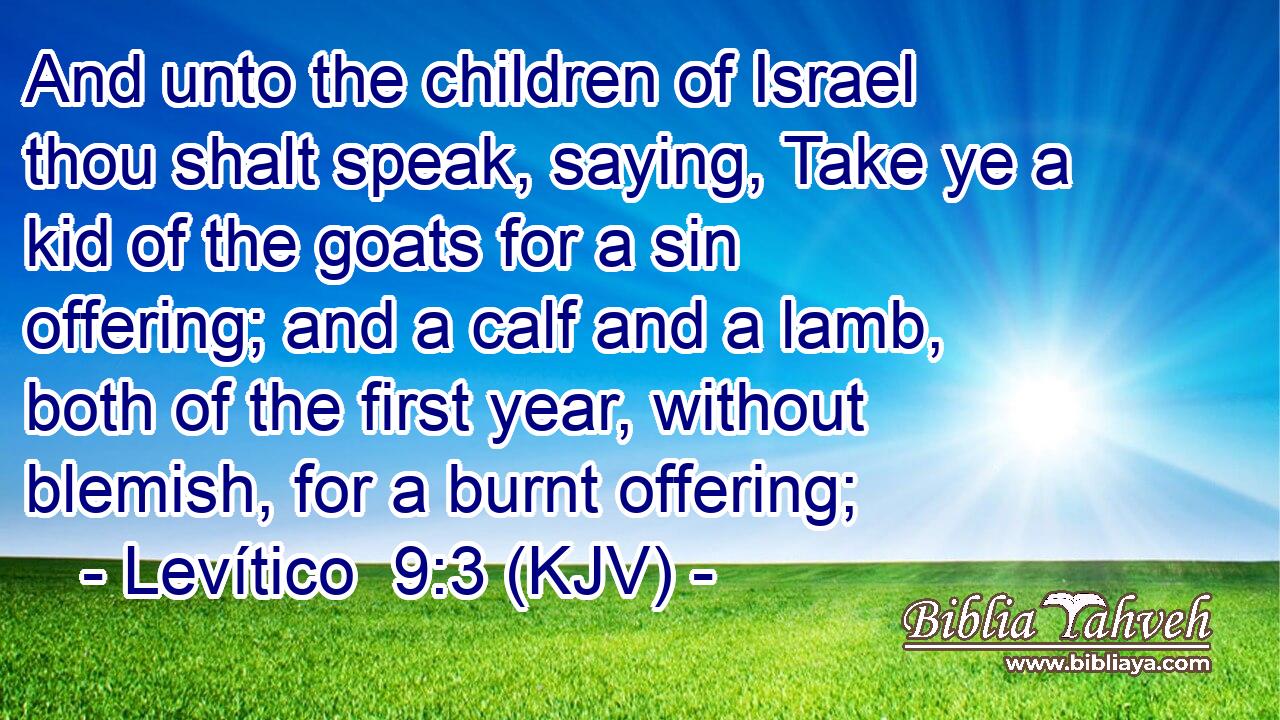 And unto the children of Israel thou shalt speak, saying, Take ye a kid of the goats for a sin offering; and a calf and a lamb, both of the first year, without blemish, for a burnt offering;