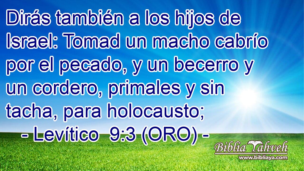  Dirás también a los hijos de Israel: Tomad un macho cabrío por el pecado, y un becerro y un cordero, primales y sin tacha, para holocausto; 