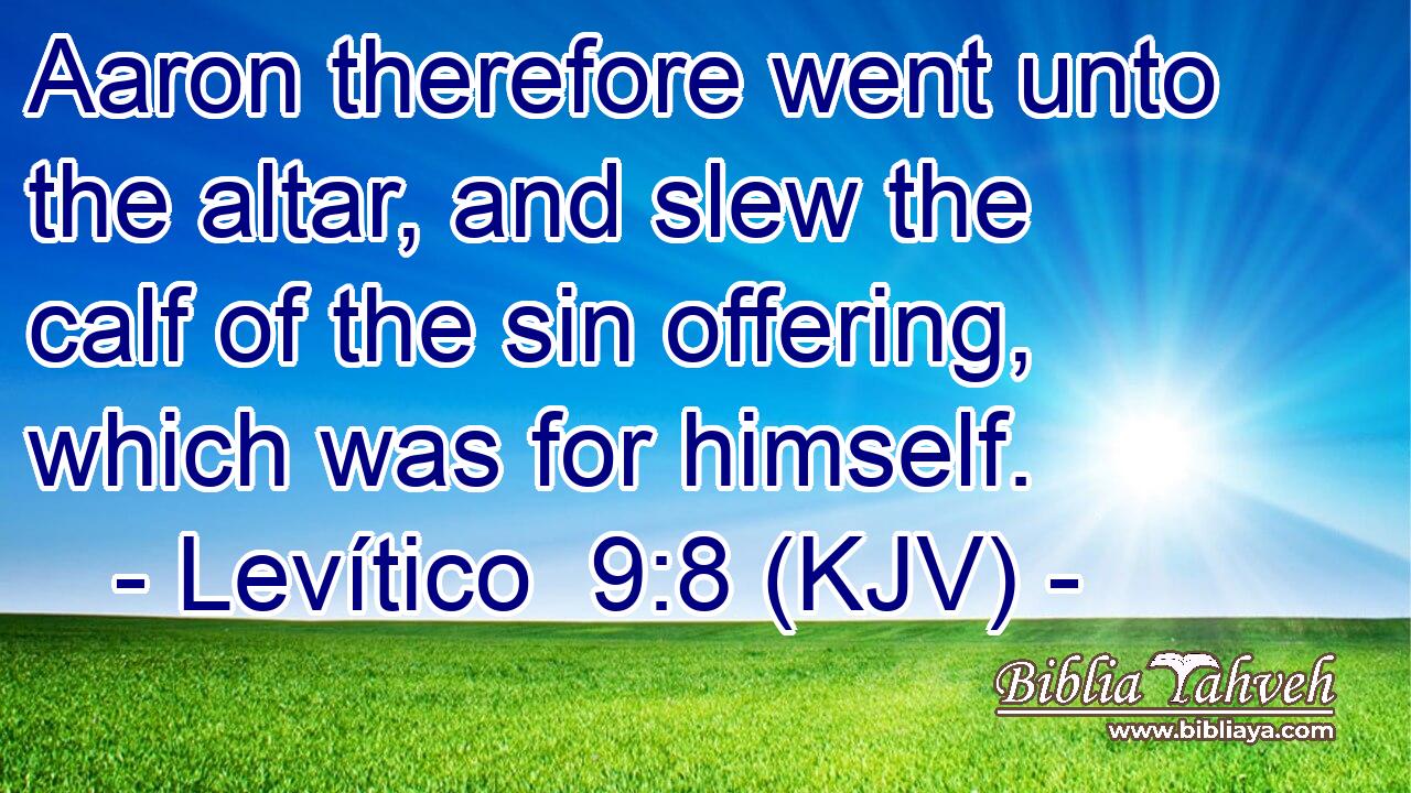 Aaron therefore went unto the altar, and slew the calf of the sin offering, which was for himself.