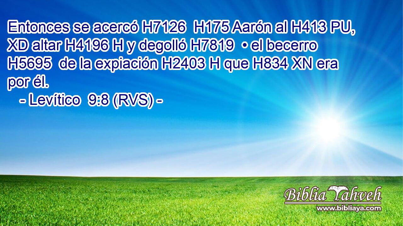 Entonces se acercó H7126  H175 Aarón al H413 PU, XD altar H4196 H y degolló H7819  • el becerro H5695  de la expiación H2403 H que H834 XN era por él. 