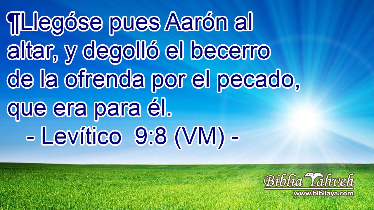  ¶Llegóse pues Aarón al altar, y degolló el becerro de la ofrenda por el pecado, que era para él. 