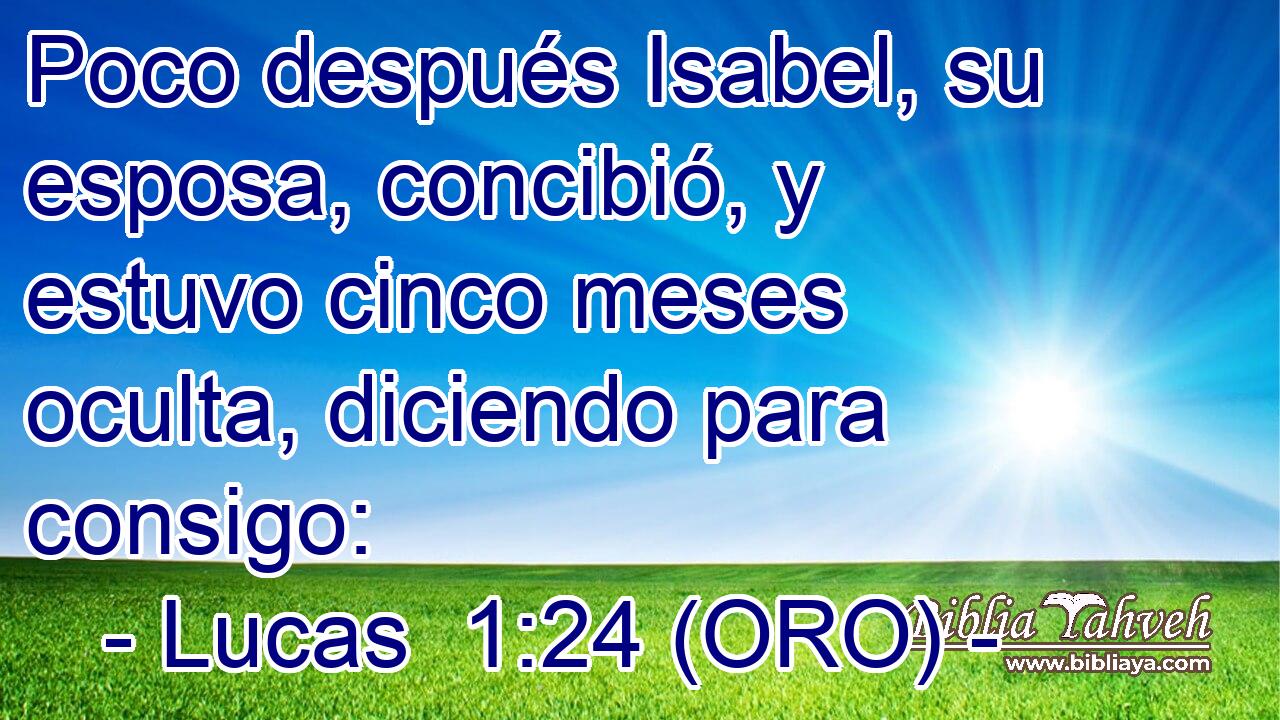  Poco después Isabel, su esposa, concibió, y estuvo cinco meses oculta, diciendo para consigo: 