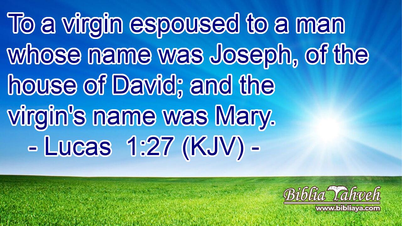 To a virgin espoused to a man whose name was Joseph, of the house of David; and the virgin's name was Mary.