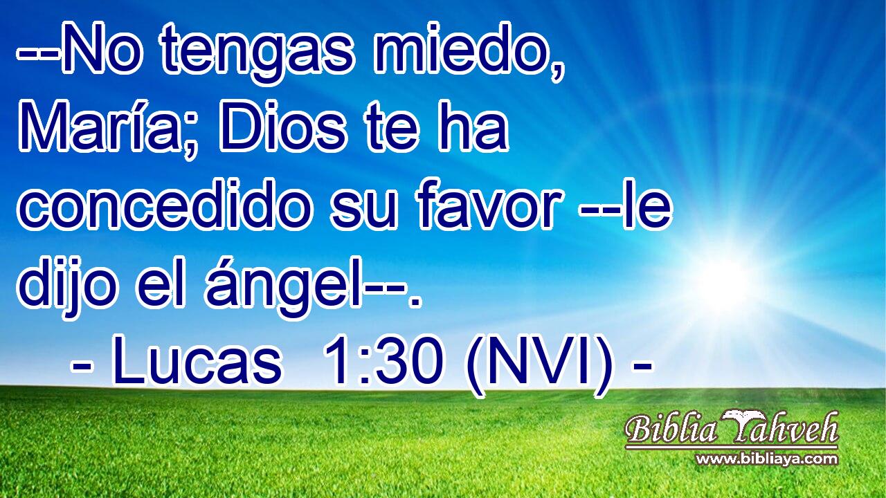  --No tengas miedo, María; Dios te ha concedido su favor --le dijo el ángel--. 