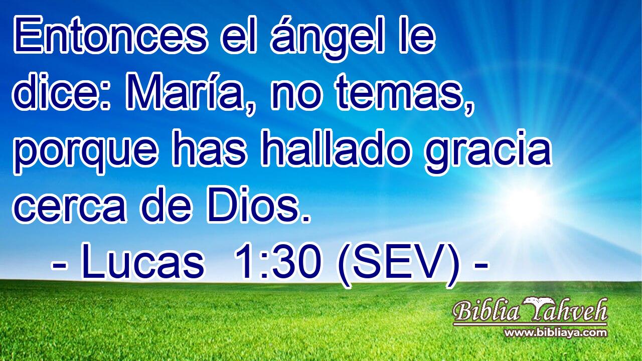 Entonces el ángel le dice: María, no temas, porque has hallado gracia cerca de Dios.