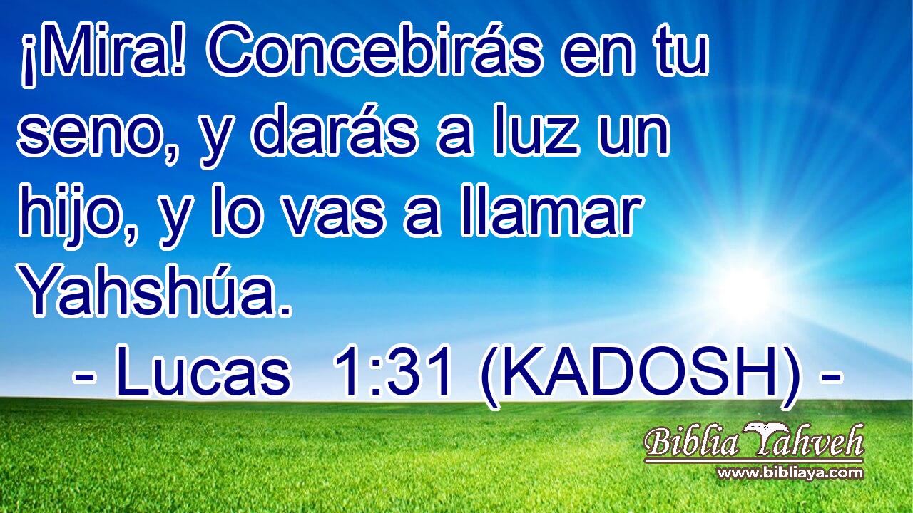  ¡Mira! Concebirás en tu seno, y darás a luz un hijo, y lo vas a llamar Yahshúa. 