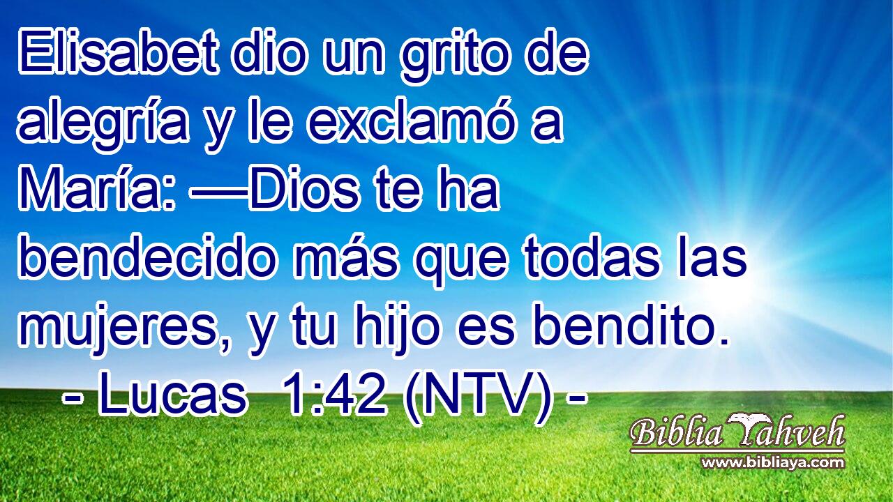 Elisabet dio un grito de alegría y le exclamó a María: —Dios te ha bendecido más que todas las mujeres, y tu hijo es bendito.