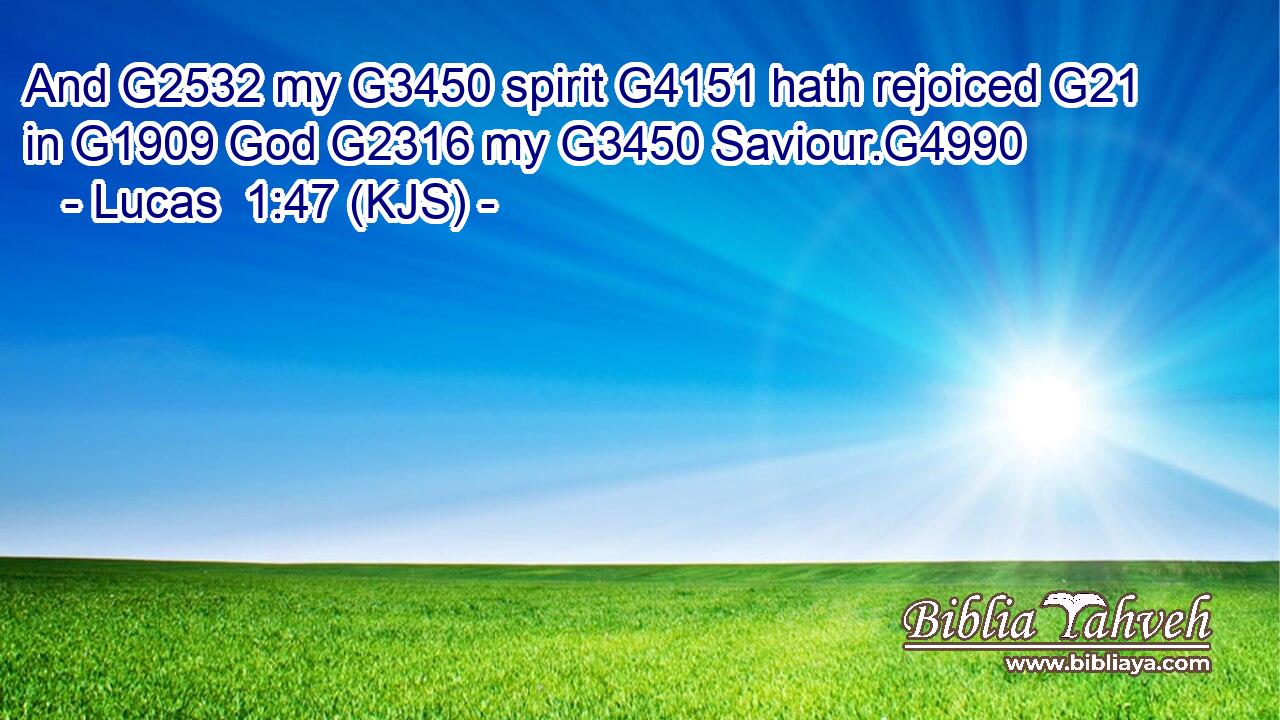 And G2532 my G3450 spirit G4151 hath rejoiced G21 in G1909 God G2316 my G3450 Saviour.G4990