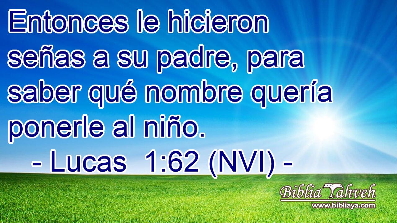  Entonces le hicieron señas a su padre, para saber qué nombre quería ponerle al niño. 