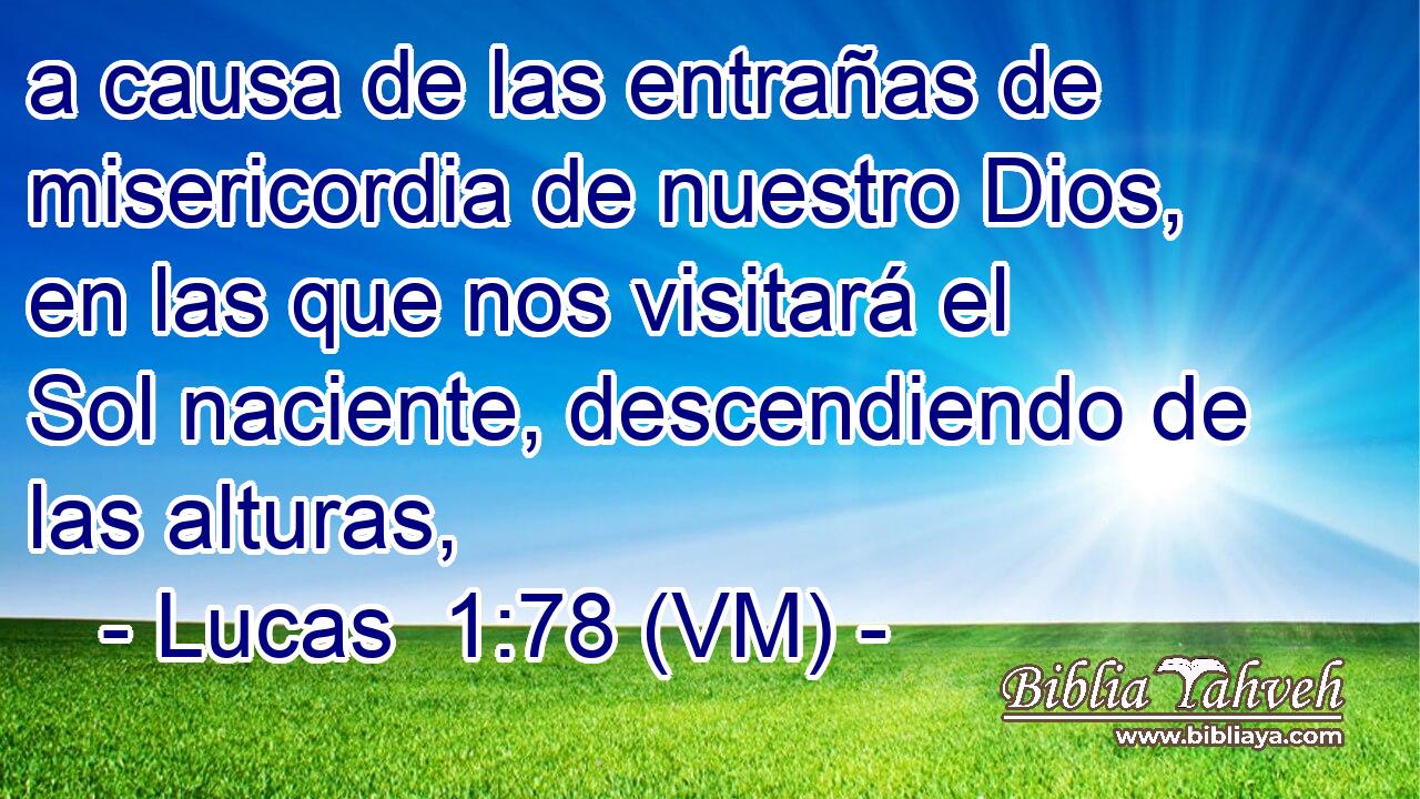  a causa de las entrañas de misericordia de nuestro Dios, en las que nos visitará el Sol naciente, descendiendo de las alturas, 