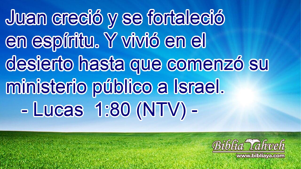 Juan creció y se fortaleció en espíritu. Y vivió en el desierto hasta que comenzó su ministerio público a Israel.