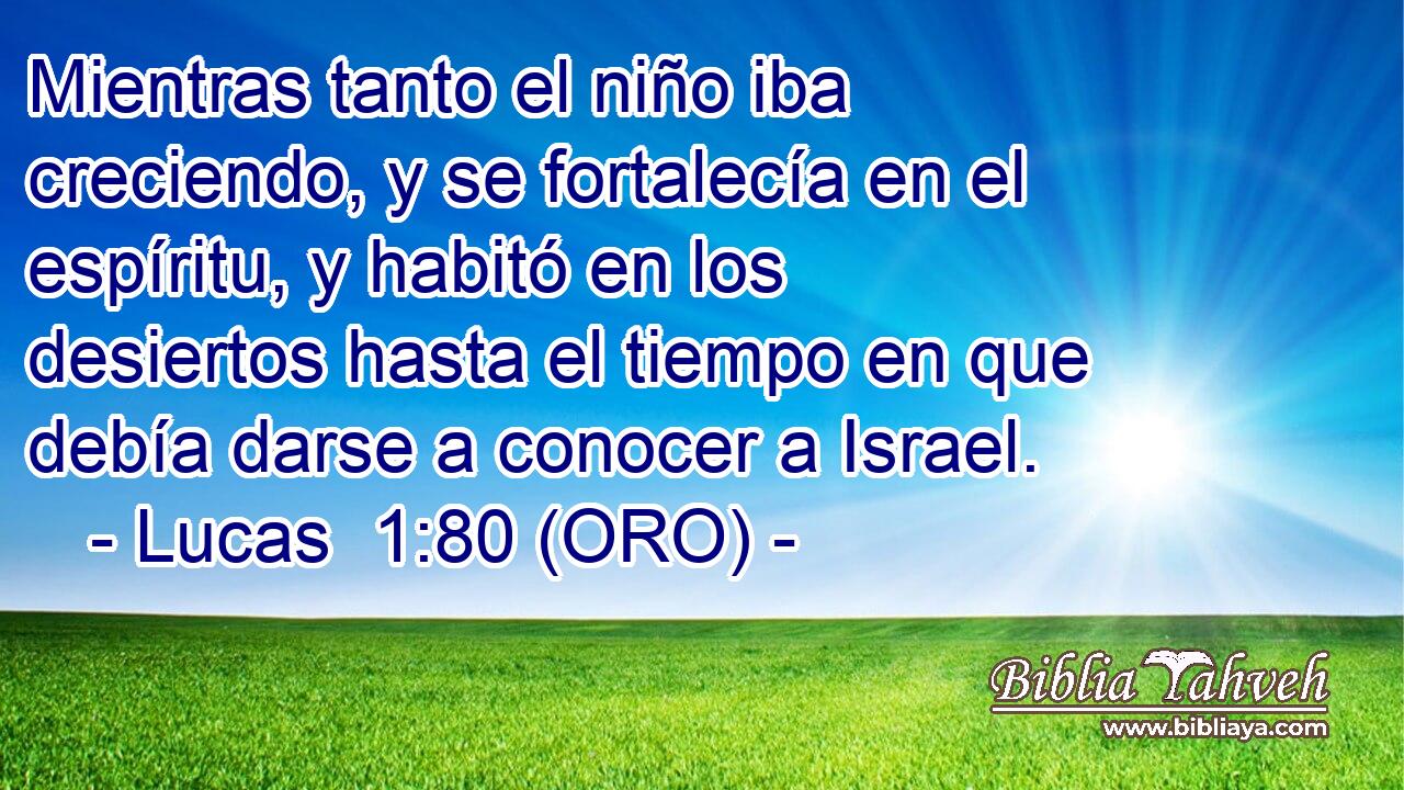  Mientras tanto el niño iba creciendo, y se fortalecía en el espíritu, y habitó en los desiertos hasta el tiempo en que debía darse a conocer a Israel. 