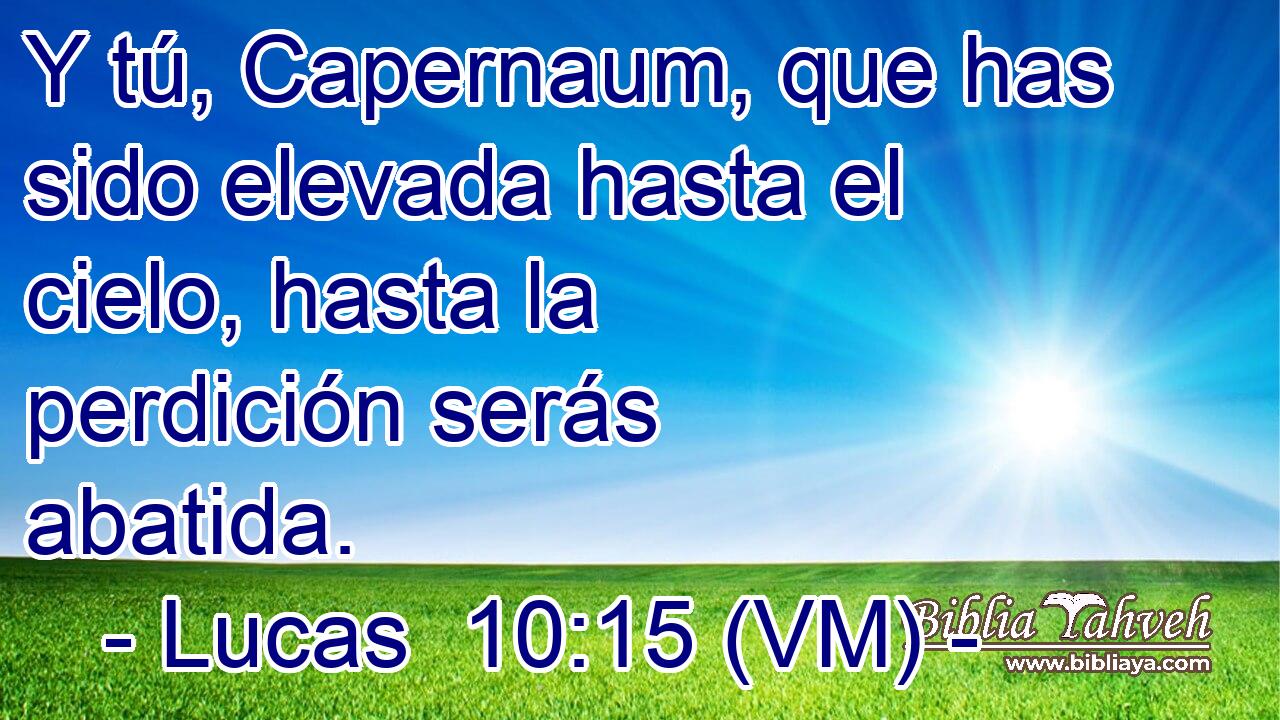  Y tú, Capernaum, que has sido elevada hasta el cielo, hasta la perdición serás abatida. 