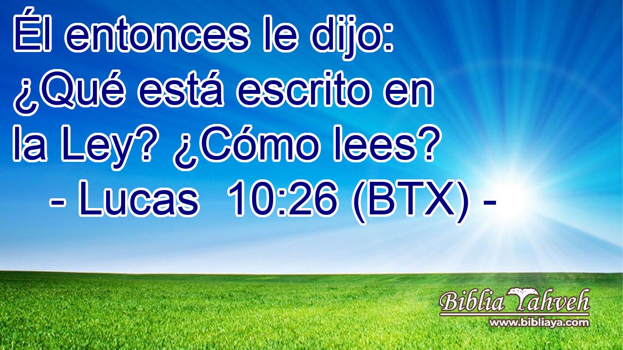 Él entonces le dijo: ¿Qué está escrito en la Ley? ¿Cómo lees?