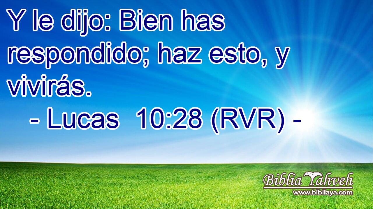 Y le dijo: Bien has respondido; haz esto, y vivirás.