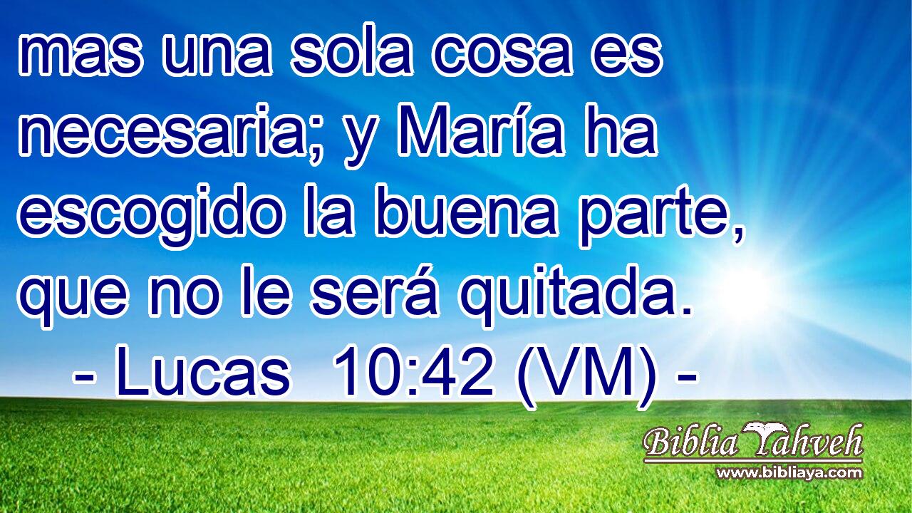  mas una sola cosa es necesaria; y María ha escogido la buena parte, que no le será quitada. 
