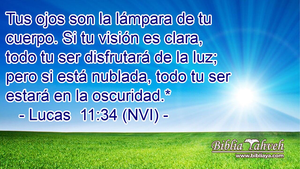  Tus ojos son la lámpara de tu cuerpo. Si tu visión es clara, todo tu ser disfrutará de la luz; pero si está nublada, todo tu ser estará en la oscuridad.* 