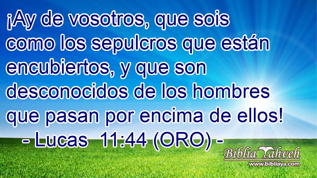  ¡Ay de vosotros, que sois como los sepulcros que están encubiertos, y que son desconocidos de los hombres que pasan por encima de ellos! 