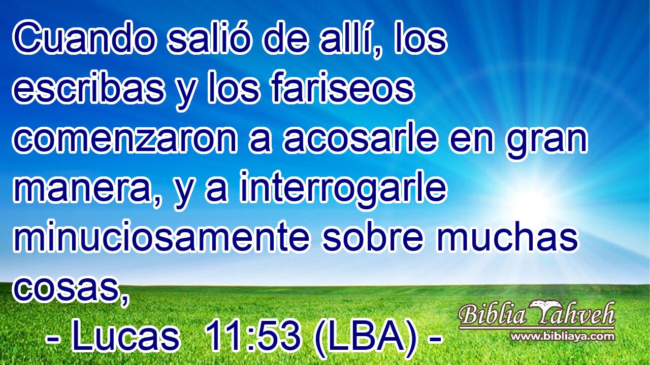 Cuando salió de allí, los escribas y los fariseos comenzaron a acosarle en gran manera, y a interrogarle minuciosamente sobre muchas cosas,
