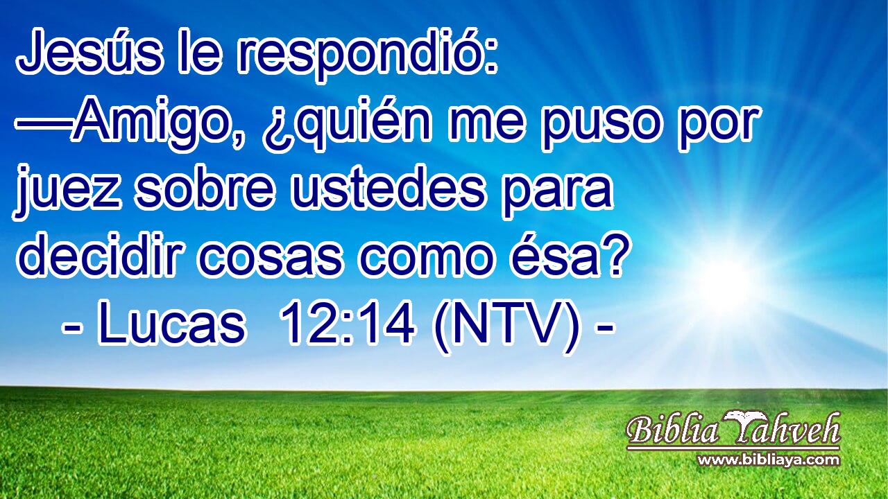 Jesús le respondió: —Amigo, ¿quién me puso por juez sobre ustedes para decidir cosas como ésa?