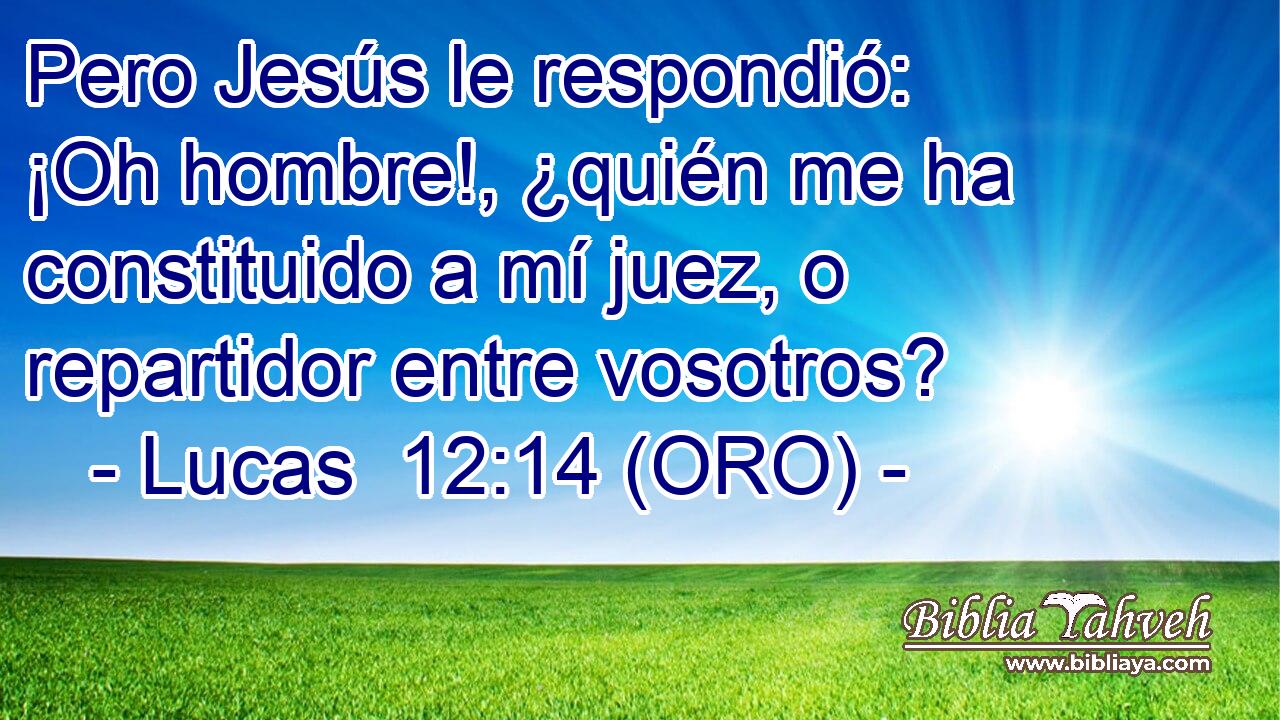 Pero Jesús le respondió: ¡Oh hombre!, ¿quién me ha constituido a mí juez, o repartidor entre vosotros? 