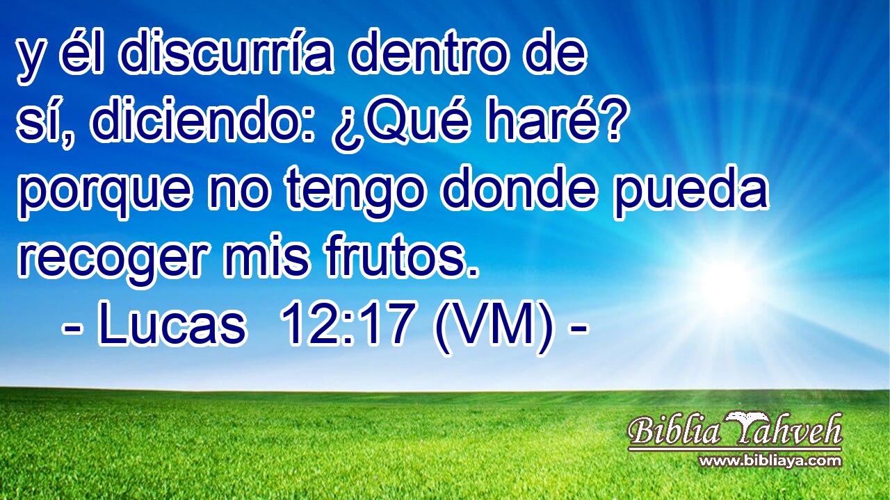  y él discurría dentro de sí, diciendo: ¿Qué haré? porque no tengo donde pueda recoger mis frutos. 