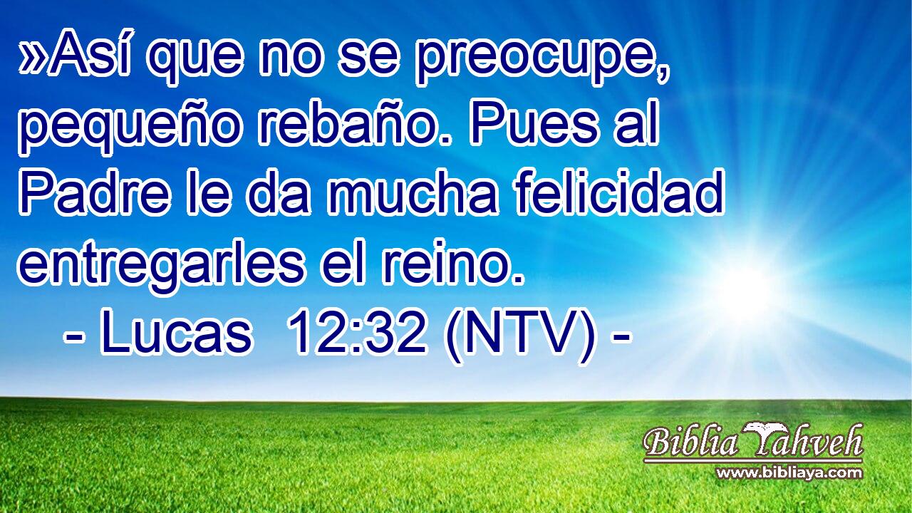»Así que no se preocupe, pequeño rebaño. Pues al Padre le da mucha felicidad entregarles el reino.