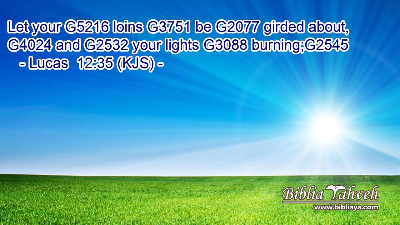 Let your G5216 loins G3751 be G2077 girded about, G4024 and G2532 your lights G3088 burning;G2545