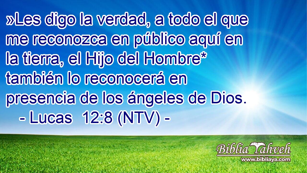 »Les digo la verdad, a todo el que me reconozca en público aquí en la tierra, el Hijo del Hombre* también lo reconocerá en presencia de los ángeles de Dios.
