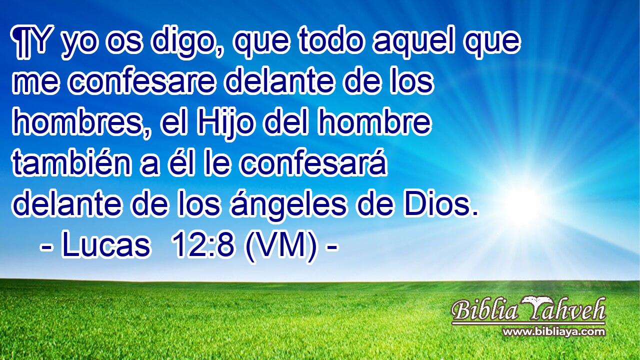  ¶Y yo os digo, que todo aquel que me confesare delante de los hombres, el Hijo del hombre también a él le confesará delante de los ángeles de Dios. 