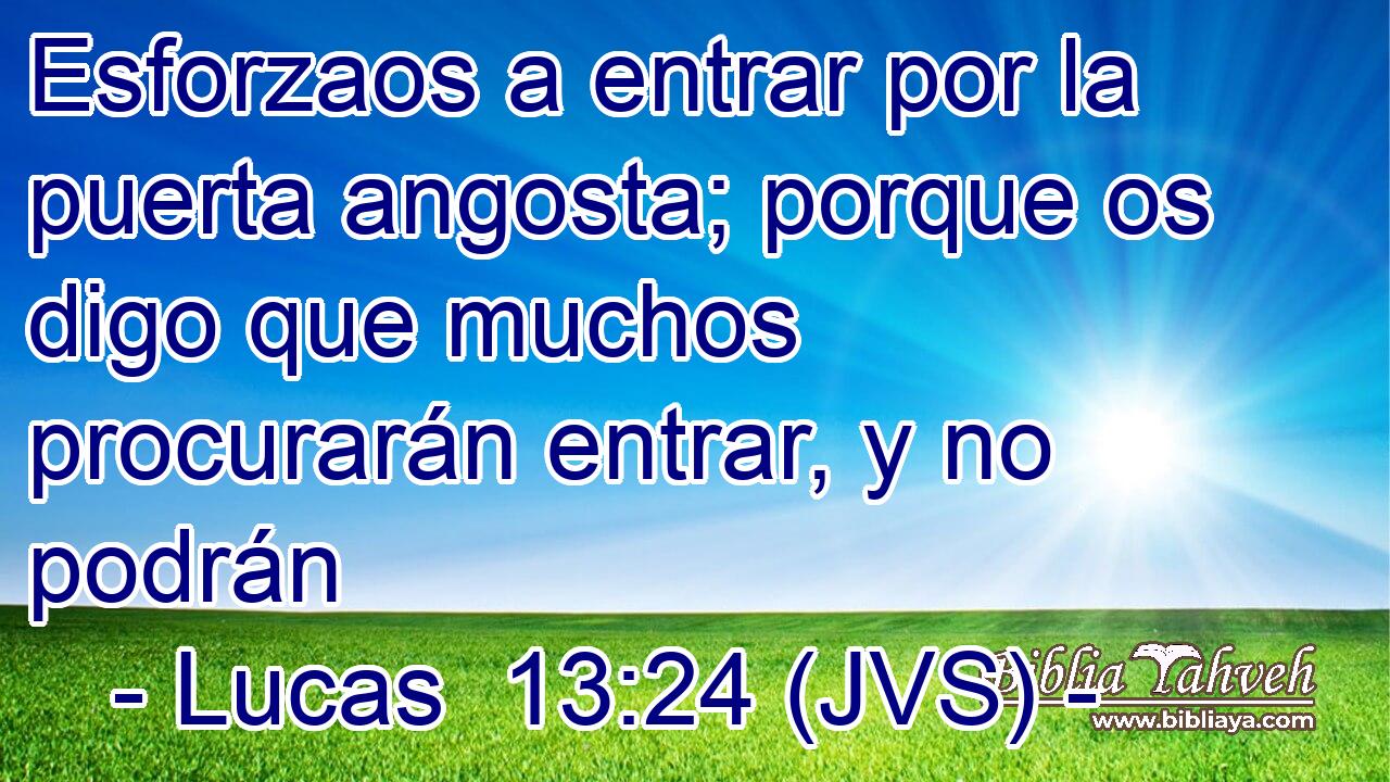 Esforzaos a entrar por la puerta angosta; porque os digo que muchos procurarán entrar, y no podrán
