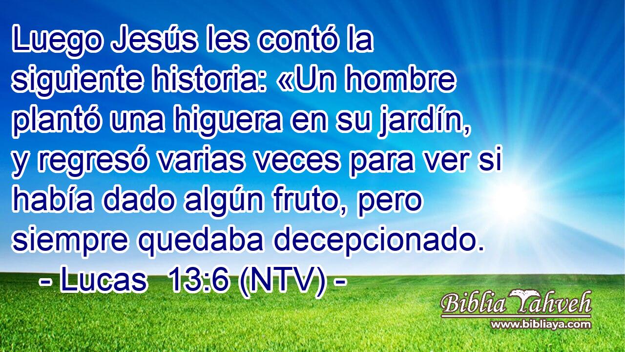Luego Jesús les contó la siguiente historia: «Un hombre plantó una higuera en su jardín, y regresó varias veces para ver si había dado algún fruto, pero siempre quedaba decepcionado.