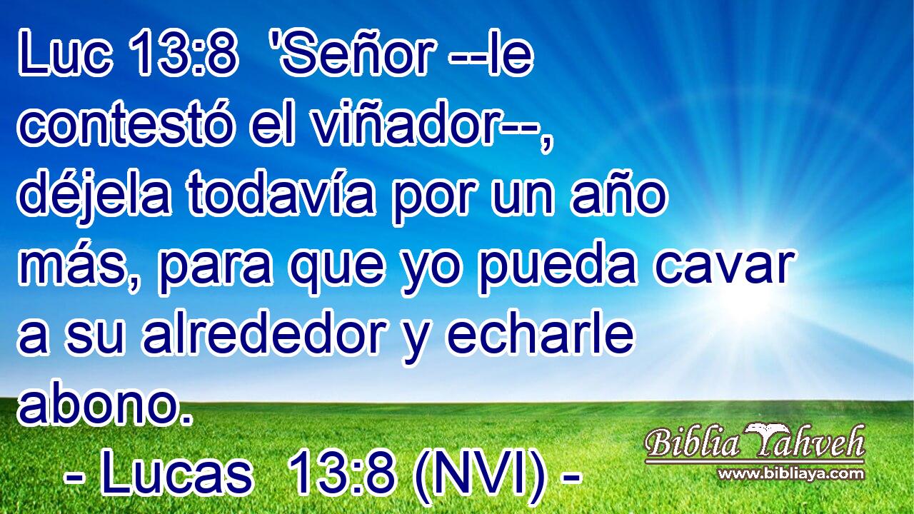 Luc 13:8  'Señor --le contestó el viñador--, déjela todavía por un año más, para que yo pueda cavar a su alrededor y echarle abono. 