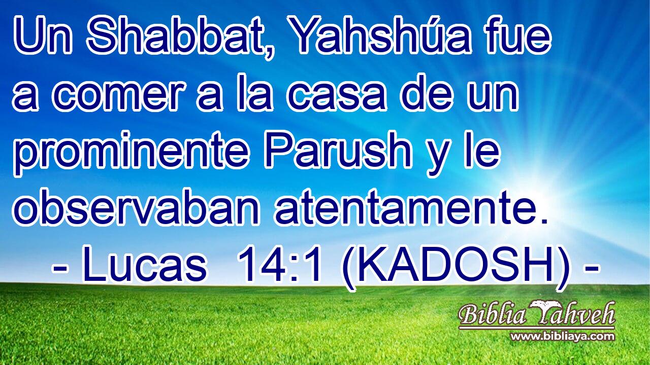 Un Shabbat, Yahshúa fue a comer a la casa de un prominente Parush y le observaban atentamente. 