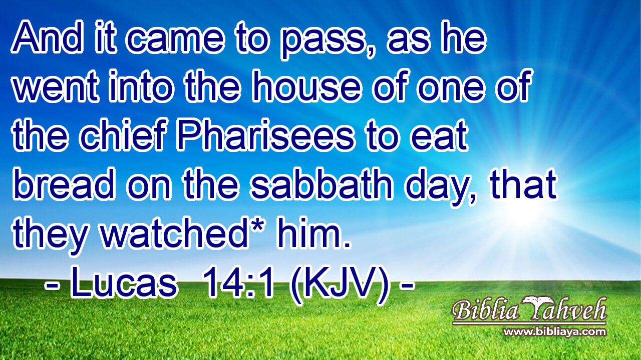 And it came to pass, as he went into the house of one of the chief Pharisees to eat bread on the sabbath day, that they watched* him.
