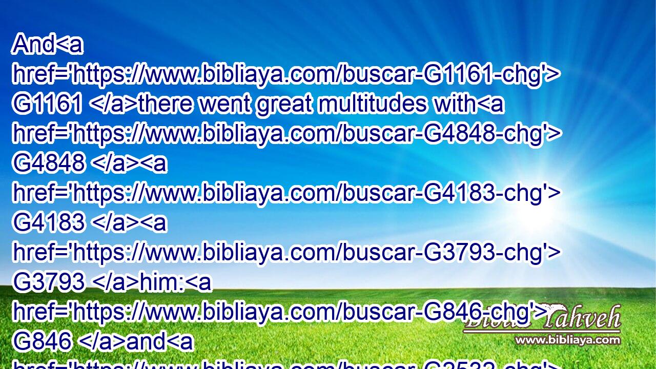 And G1161 there went great multitudes with G4848  G4183  G3793 him: G846 and G2532 he turned, G4762 and said G2036 unto G4314 them,G846