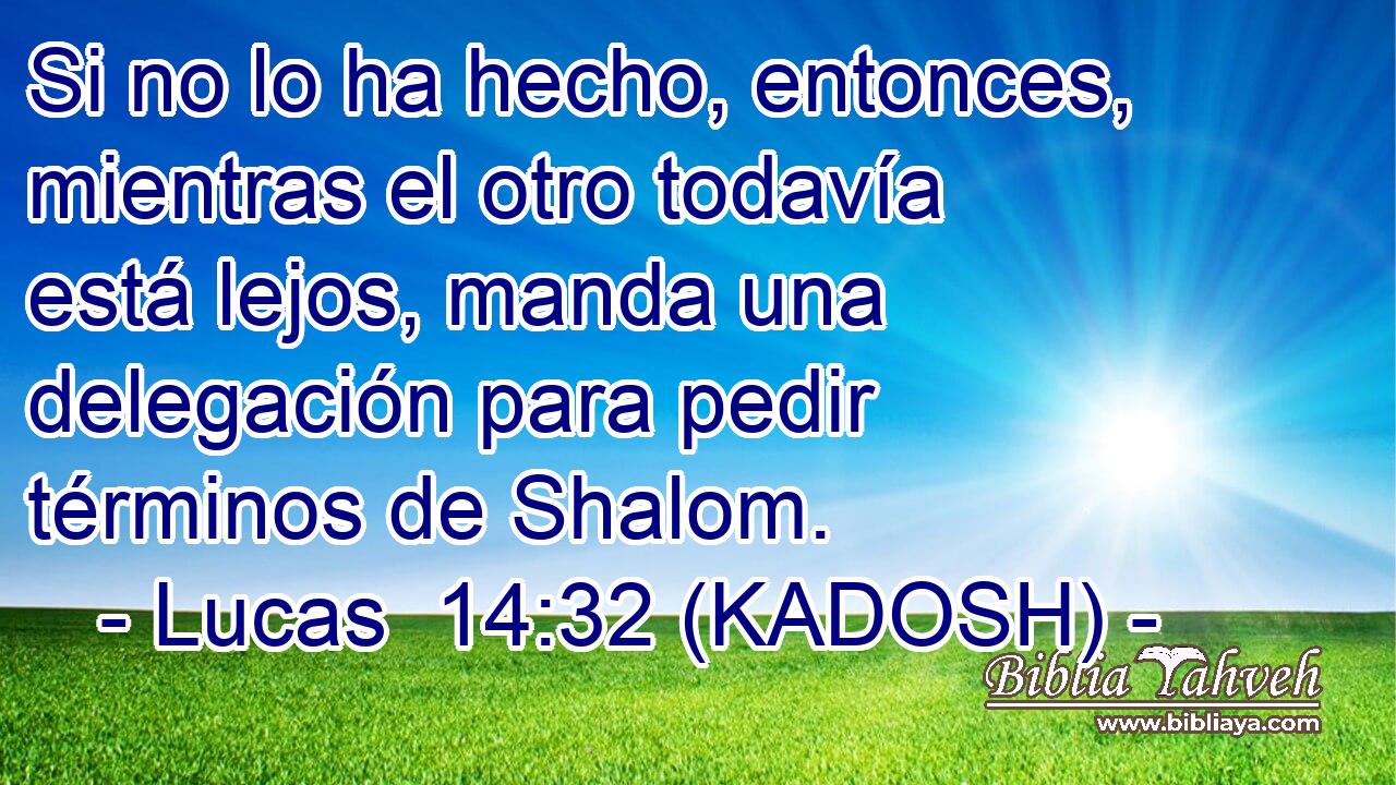  Si no lo ha hecho, entonces, mientras el otro todavía está lejos, manda una delegación para pedir términos de Shalom. 