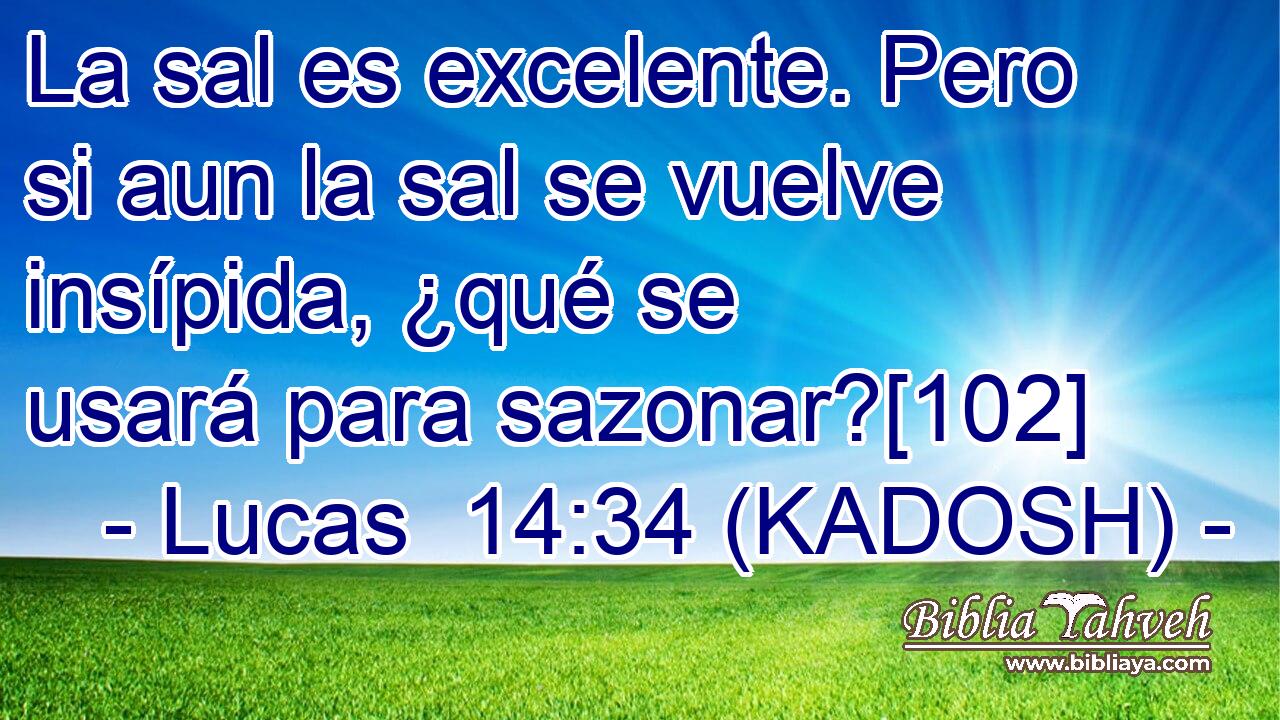  La sal es excelente. Pero si aun la sal se vuelve insípida, ¿qué se usará para sazonar?[102] 