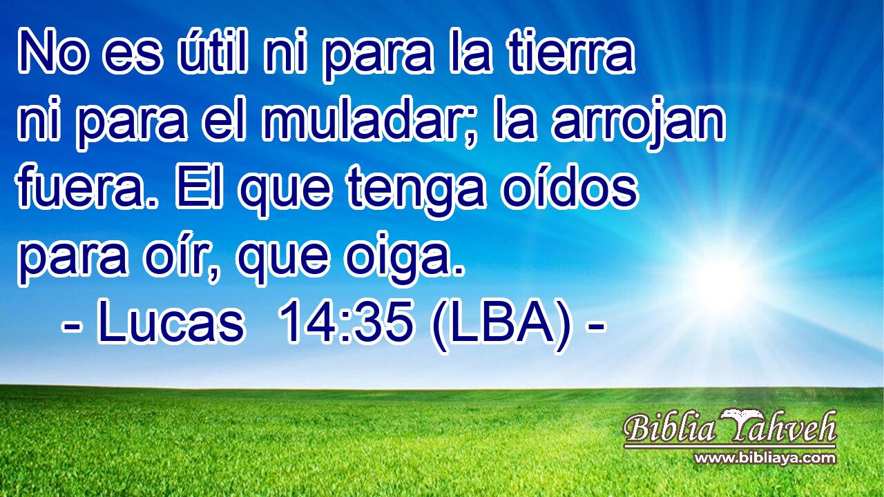 No es útil ni para la tierra ni para el muladar; la arrojan fuera. El que tenga oídos para oír, que oiga.