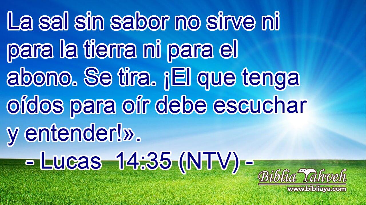 La sal sin sabor no sirve ni para la tierra ni para el abono. Se tira. ¡El que tenga oídos para oír debe escuchar y entender!».