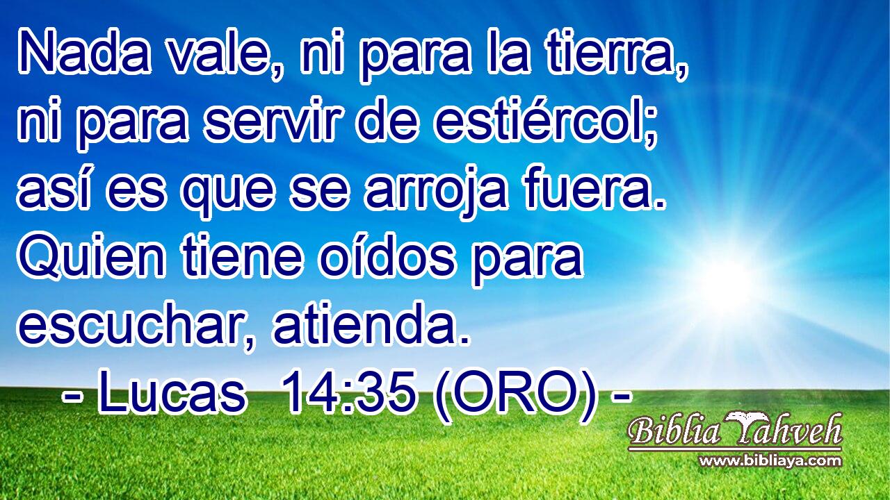  Nada vale, ni para la tierra, ni para servir de estiércol; así es que se arroja fuera. Quien tiene oídos para escuchar, atienda. 