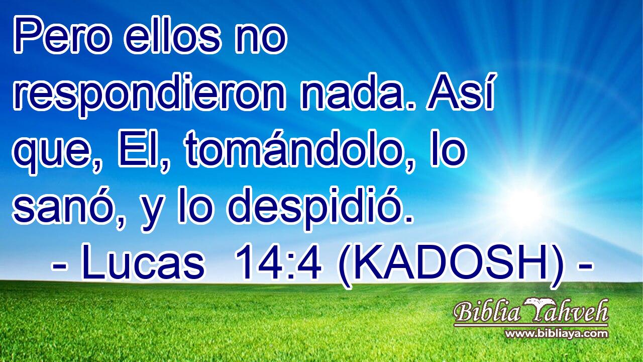  Pero ellos no respondieron nada. Así que, El, tomándolo, lo sanó, y lo despidió. 