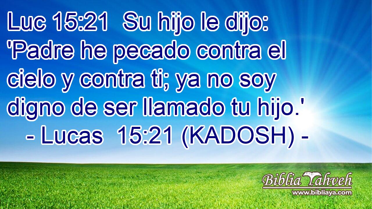 Su hijo le dijo: 'Padre he pecado contra el cielo y contra ti; ya no soy digno de ser llamado tu hijo.' 