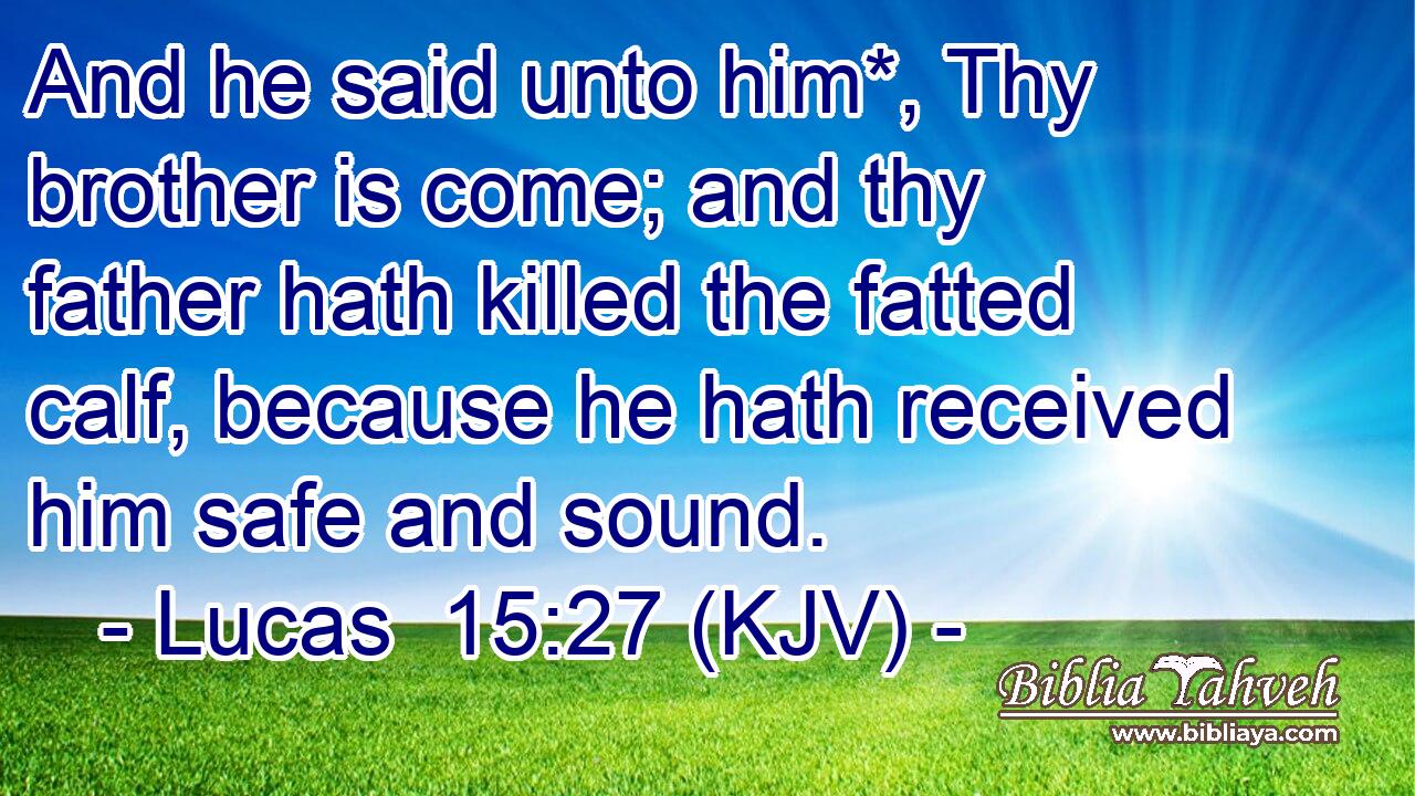 And he said unto him*, Thy brother is come; and thy father hath killed the fatted calf, because he hath received him safe and sound.